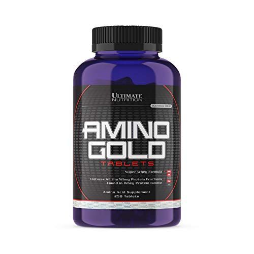 Ultimate Nutrition Amino Gold Tablets- Branch Chain Amino Acids Supplement for Muscle Building, Workout Recovery, Lean Muscle, and Athletic Performance- Whey Protein Isolate, 250 Tablets