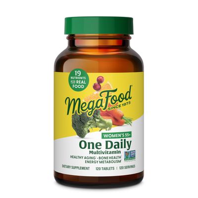 MegaFood Women&#39;s 55+ One Daily Multivitamin for Women with Vitamin A, Vitamin C &amp; Vitamin E for optimal aging support - Plus Real Food - Bone &amp; Immune Support Supplement - Vegetarian - 120 Tabs