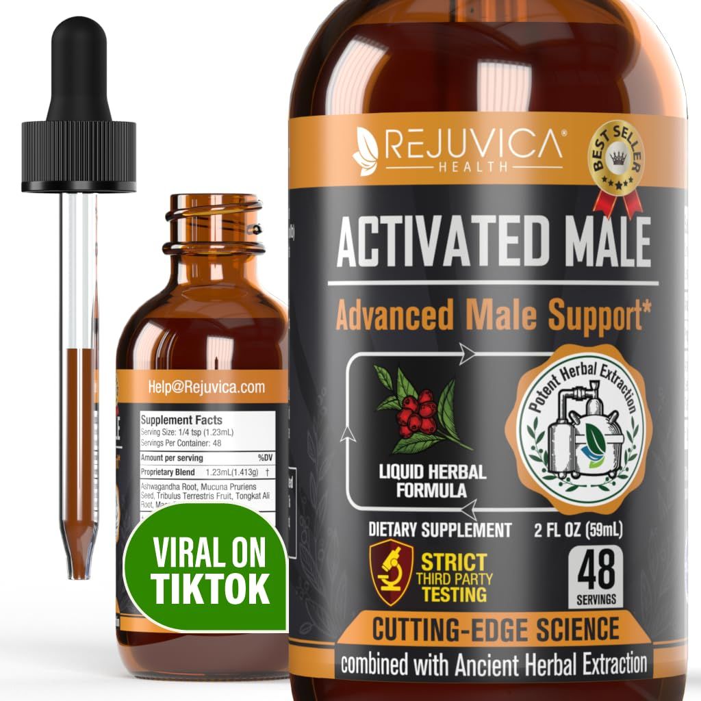 Rejuvica Health Activated Male - Advanced Male Libido Support Tincture - Enhanced Liquid Delivery for Better Absorption - Ashwagandha, Mucuna, Tongkat Ali, Tribulus &amp; More!