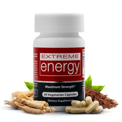 Herbal Nitro Extreme Energy - Fast, All-Day Energy Pills That Reduce Fatigue - All-Natural Energy Supplement for Women &amp; Men - Boosts Energy, Alertness Without Crash or Jitters - 60 Capsules