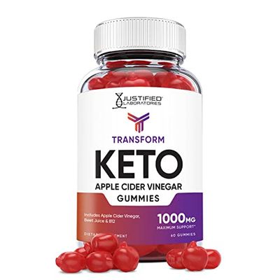 Justified Laboratories Transform Keto ACV Gummies 1000MG Vegan Non GMO with Pomegranate Juice Beet Root B12 60 Gummys