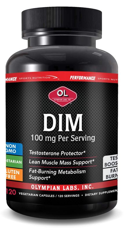 Olympian Labs DIM 100mg - DIM Diindolylmethane Supplement Capsules Supporting Hormone Balance, Clear Skin, PCOS, &amp; Aid in Fitness and maintaining Lean Muscle - 120 Daily Capsules