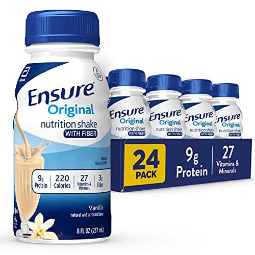 Ensure Original Vanilla Nutrition Shake with Fiber| Meal Replacement Shake | Ready To Drink | 9g Protein, 27 Vitamins and Minerals | 8 fl oz - 24 Pack