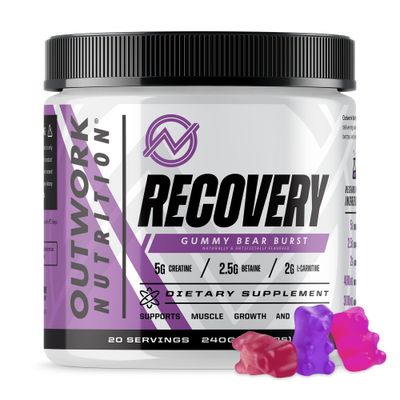 Outwork Nutrition Recovery Supplement, Post Workout Recovery Powder &amp; Muscle Builder for Men and Women, Recharge Muscles After Gym, Backed by Science, Gummy Bear Burst, 230 Gr