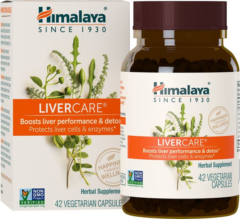 Himalaya LiverCare for Total Liver Support, Cleanse and Detox, Protects Cells &amp; Enzymes, 375 mg, 42 Capsules, 3 Week Supply