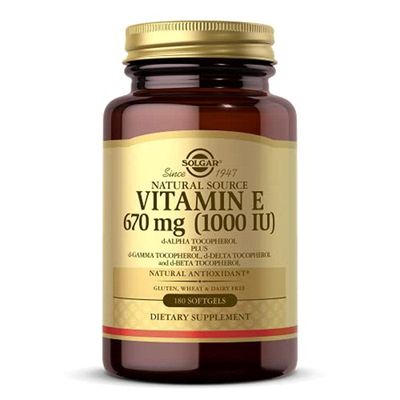 Solgar Vitamin E 670 mg (1000 IU), 100 Softgels - Natural Antioxidant, Skin &amp; Immune System Support - Naturally-Sourced Vitamin E - Gluten Free, Dairy Free - 180 Servings
