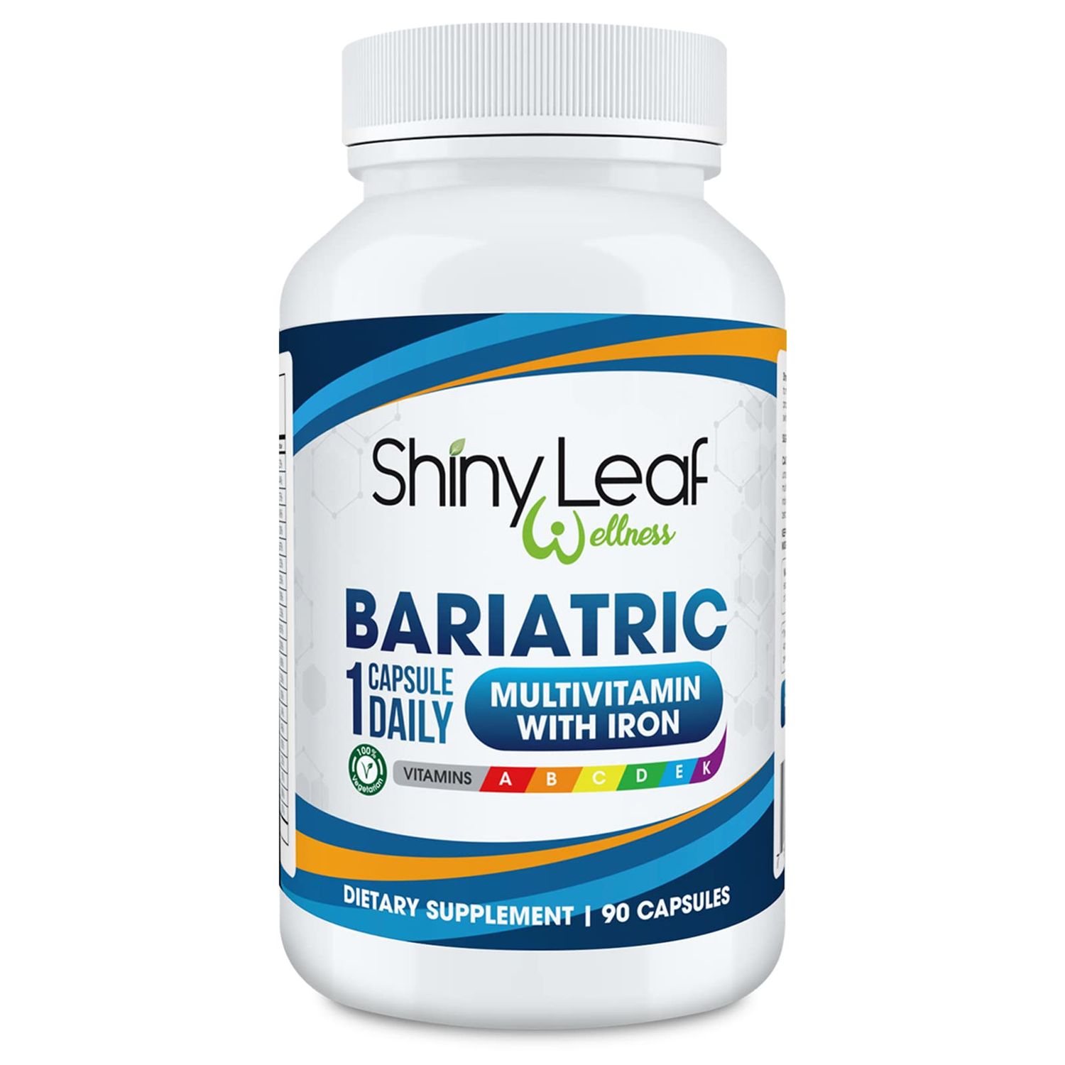 Shiny Leaf Bariatric Multivitamin with Iron - 45mg Iron, 90 Capsules, Post WLS Support, for Gastric Sleeve, Bypass and Mini Bypass, High Potency Daily Vitamins, for Women and Men,3 Months Supply