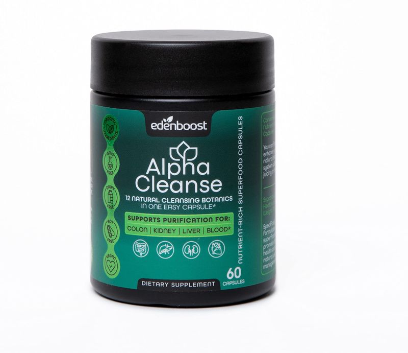 EdenBoost AlphaCleanse | Liver Health and Detox Blend Made with 12 Organic Superfoods. Milk Thistle, Dandelion Root, Burdock Root. Formulated for Detox Support, Liver, Digestive Health.