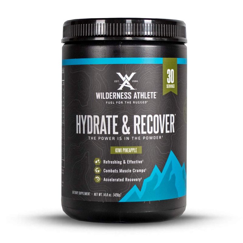 Wilderness Athlete - Hydrate &amp; Recover | Liquid Hydration Powder Electrolyte Drink Mix - Recover Faster with Bcaas - Hydrate Powder with 1000mg of Vitamin C - 30 Serving Tub (Kiwi Pineapple)