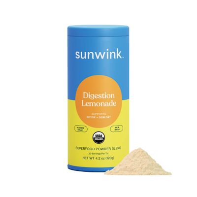 Sunwink Digestion Lemonade Superfood Powder | Lemonade Powder for Detox &amp; Debloat | Organic Superfood Powder with Chicory Root, Amla, Dandelion | Supports Digestive &amp; Gut Health | 4.2oz, 20 Servings