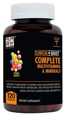 Clinical Daily Complete Whole Food Multivitamin Supplement for Women &amp; Men - Complete Liquid Vitamin Absorption! 42 Superfood Fruits Vegetables - Young Adult to Senior - 120 Liquid Capsules