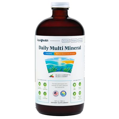 LIQUIDHEALTH Daily Multi Mineral Liquid Supplement with Fulvic Acid, Plant Based Ionic Aquamin Sea Trace Ocean Minerals - Immune Support, Energy, Gut Health, Detox - Vegetarian, Sugar-Free (32 oz)