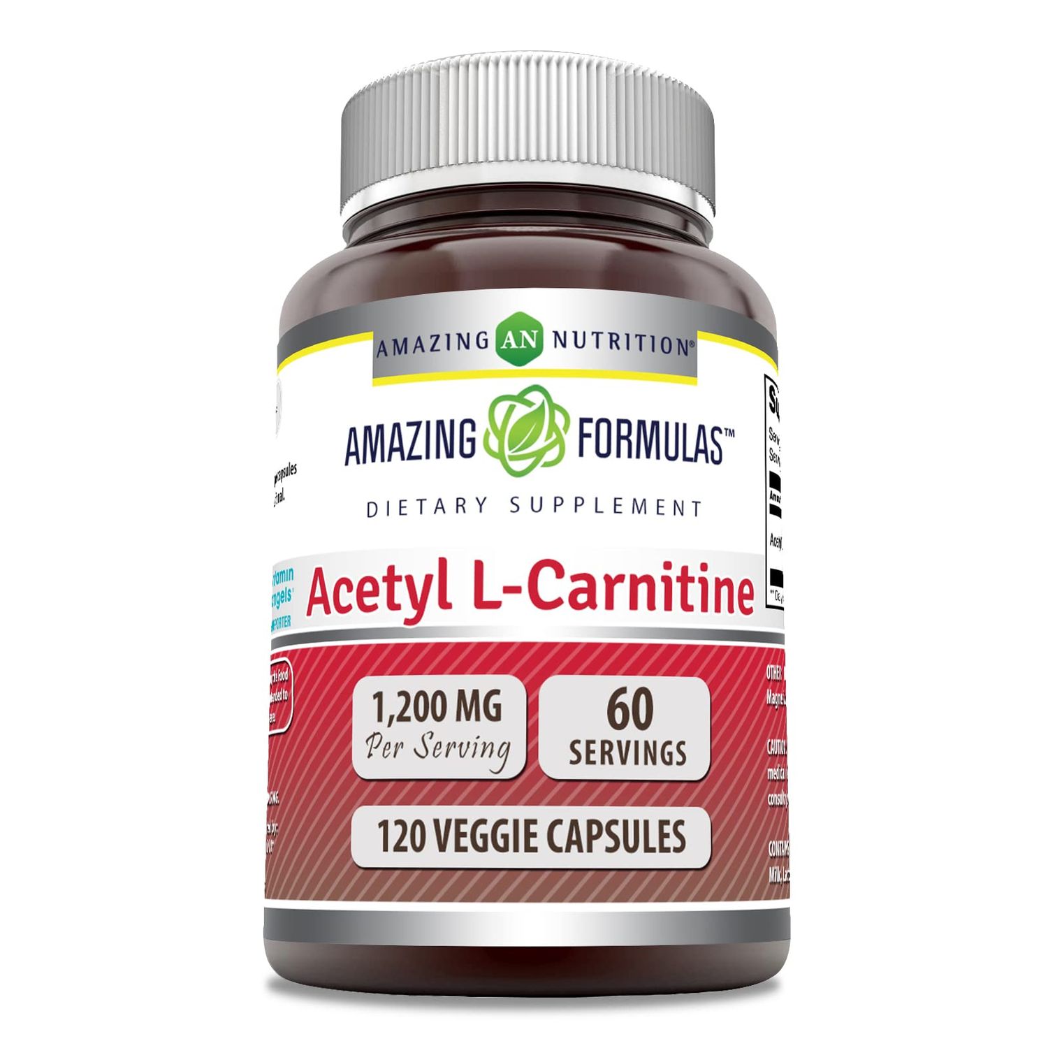 Amazing Formulas Acetyl L-Carnitine Supplement | 1200 Mg | 120 Veggie Capsules | Non-GMO | Gluten Free | Made in USA