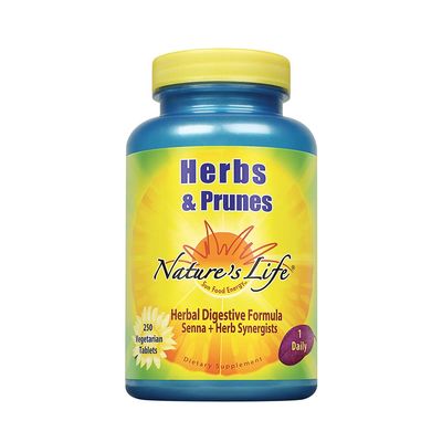 Natures Life Herbs &amp; Prunes | 400mg Senna &amp; Herbal Blend for Healthy Digestion Support | Non-GMO | 250 Tabs, 250 Serv.