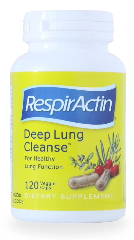 SUNFORCE HEALTH &amp; ORGANICS Deep Lung Cleanse Veggie Caps | RespirActin Product Family of Herbal Supplements | Respiratory System Support (120)