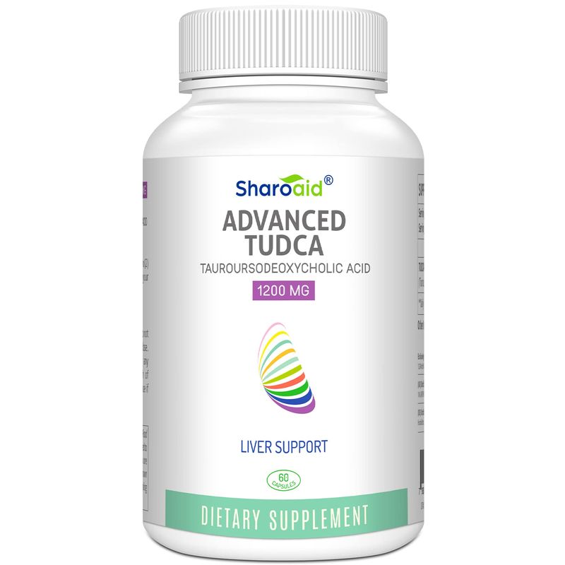 Sharoaid TUDCA Liver Support Supplements 1200 mg-Third Party Tested-High Strength Formula-Bile Salts for Liver Detox Cleanse-Vegan Capsules for Liver,Kidney,Gallbladder Health,1 Bottle-60 Capsules