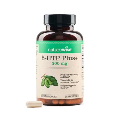 NatureWise 5-HTP 200mg, Vegan 5 HTP Plus Supplement from Griffonia Seeds with Cofactor Vitamin B6 - Mood Support Supplement &amp; Natural Sleep Aid for Adults - Delayed-Release - 60 Count[2-Month Supply]