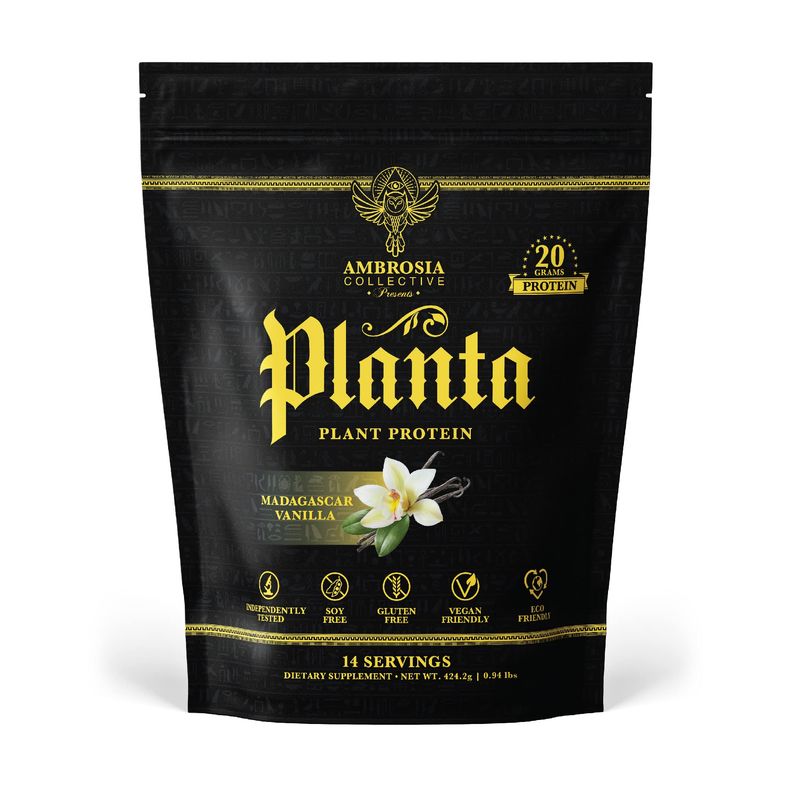 Ambrosia Planta - Premium Organic Plant-Based Protein | Vegan &amp; Keto Friendly | Gourmet Flavors with No Bloating or Stomach Upset | Gluten &amp; Soy Free | No Added Sugar | 14 Servings | (Vanilla)
