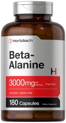 Horbach Beta Alanine Capsules | 3000mg | 180 Count | Non-GMO, Gluten Free Supplement