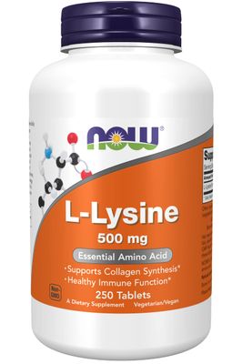 Now Foods L-Lysine 500 Milligrams, 250 Tablets