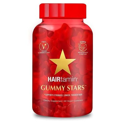 HAIRtamin Vegan Gummy Stars Hair Vitamins | Non-GMO | All Natural Biotin Hair Vitamin Gummies to Maintain Healthy Hair Skin &amp; Nails | Multivitamin Supplement