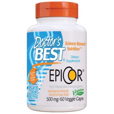 Doctor&#39;s Best Epicor, Immune Health Defense, Non-GMO, Vegan, Gluten Free, 500 Mg, 60 VC (DRB-00177)