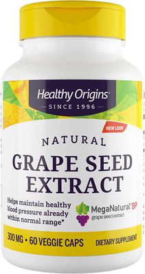 Healthy Origins MegaNatural BP-Grape Seed Extract, 300 mg - Blood Flow Support - Premium Grapeseed Extract Capsules - Non-GMO &amp; Gluten-Free Supplement - 60 Veggie Capsules