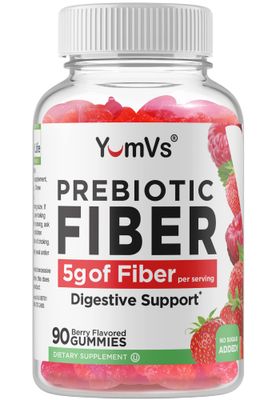 Yum-Vs - Prebiotic Fiber Gummies for Adults &amp; Kids - 5g Digestive Aid Gummy Fiber Supplement - Keto Friendly Prebiotic Daily Fiber Supplement for Women &amp; Men - No Sugar Added Dietary Fiber (90 Count)