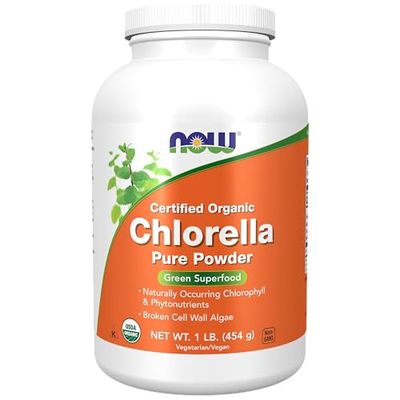 NOW Foods Supplements, Organic Chlorella Powder with naturally occurring Chlorophyll, Beta-Carotene, mixed Carotenoids, Vitamin C, Iron and Protein, 1-Pound