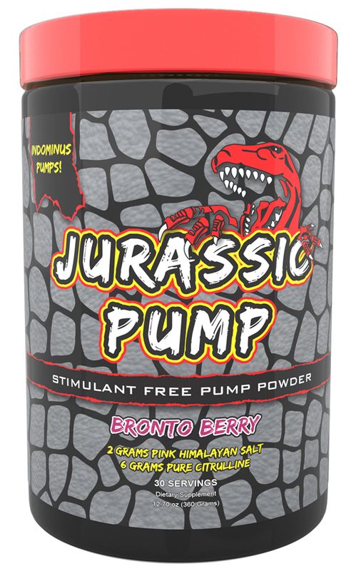 Jurassic Pump Muscle Pump Powder (Berry) - Non-Stimulant Preworkout, Nitric Oxide Booster - 6 Grams Citrulline, 2 Grams Pink Himalayan Salt, Agmatine, Pomegranate Stim Free 30 Servings