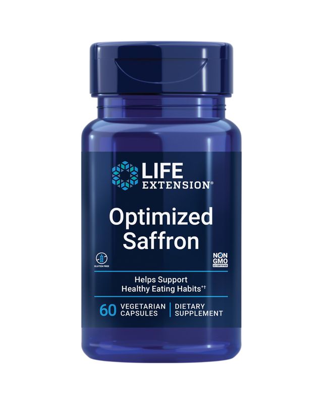 Life Extension Optimized Saffron, saffron extract, saffron supplement that helps you fight the urge to snack, non-GMO, gluten-free, vegetarian, 60 vegetarian capsules