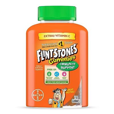 Flintstones Gummies Kids Vitamins with Immunity Support*, Kids and Toddler Multivitamin with Vitamin C, Vitamin D, B12, Zinc &amp; more, Orange 150ct