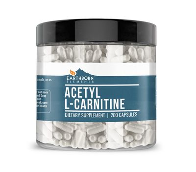 Earthborn Elements Acetyl L-Carnitine, 200 Capsules, Pure &amp; Undiluted, No Additives