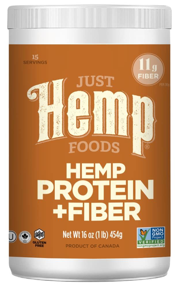 Just Hemp Foods Hemp Protein Powder Plus Fiber, Non-GMO Verified with 11g of Protein &amp; 11g of Fiber per Serving, 16 oz - Packaging May Vary