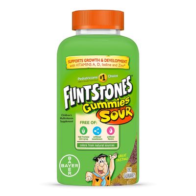 Flintstones Sour Gummy Vitamins For Kids, Kids Multivitamin Gummies with Vitamins C, B6, B12, A &amp; Vitamin D, Support Kids Growth and Development, 180 Count