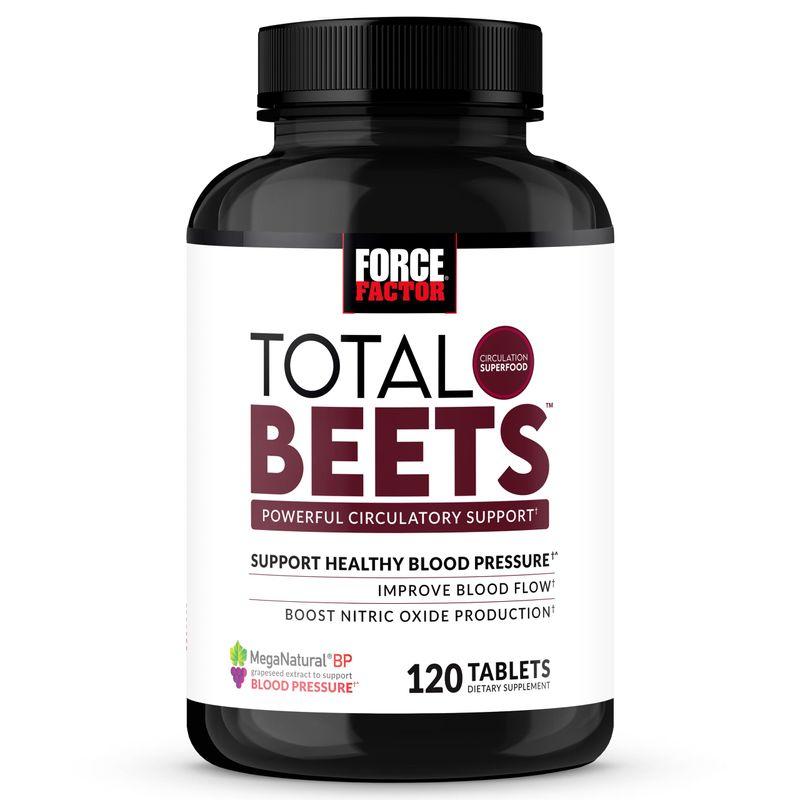 Force Factor Total Beets Blood Pressure Support with Grape Seed Extract and Non GMO Beet Root Powder for Heart Health, Circulation, &amp; Blood Flow, 120 Count