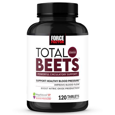 Force Factor Total Beets Blood Pressure Support with Grape Seed Extract and Non GMO Beet Root Powder for Heart Health, Circulation, & Blood Flow, 120 Count