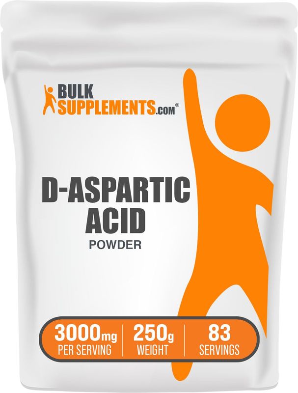 BulkSupplements.com D-Aspartic Acid Powder - DAA Supplement for Men &amp; Women, D-Aspartic Acid 3000mg - Unflavored &amp; Gluten Free, 3000mg per Serving, 250g (8.8 oz) (Pack of 1)