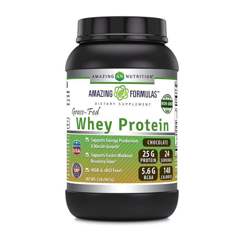 Amazing Formulas Grass Fed Whey Protein Supplement | Chocolate Flavor | 907 G | Non-GMO | Gluten-Free | Made in USA