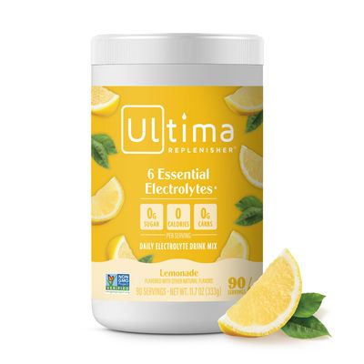 Ultima Replenisher Daily Electrolyte Drink Mix - Lemonade, 90 Servings - Hydration Powder with 6 Key Electrolytes &amp; Trace Minerals - Keto Friendly, Vegan, Non-GMO &amp; Sugar-Free Electrolyte Powder