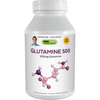ANDREW LESSMAN Glutamine 500 mg - 120 Capsules - Free Form Amino Acid. Supports Skeletal Muscle and Gastrointestinal Health. Maintains Healthy Kidneys, Liver, Heart &amp; Brain. Easy-to-Swallow Capsules.