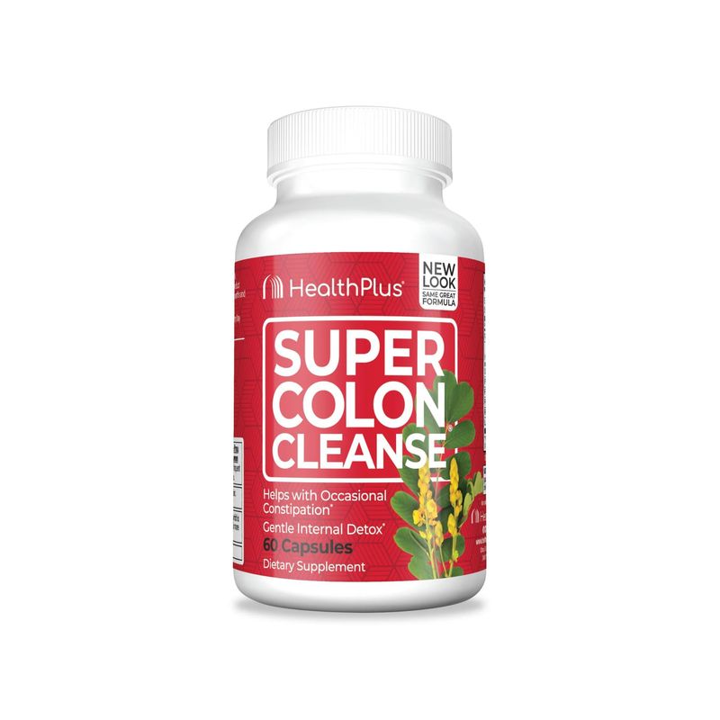 Health Plus Super Colon Cleanse 10 Day Gentle Gut Cleanse Detox, Psyllium Husk, Probiotics for Constipation Relief &amp; Digestive Support, 60 Capsules
