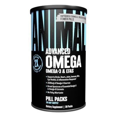 Animal Advanced Omega Essential Fatty Acids - High Potency 3500mg Omega 3 &amp; Omega 6 Supplement with EPA, DHA, ALA, CLA, GLA for Heart, Brain, Joint, Skin, Eye, Metabolism, Immune Health - 30 Day Pack