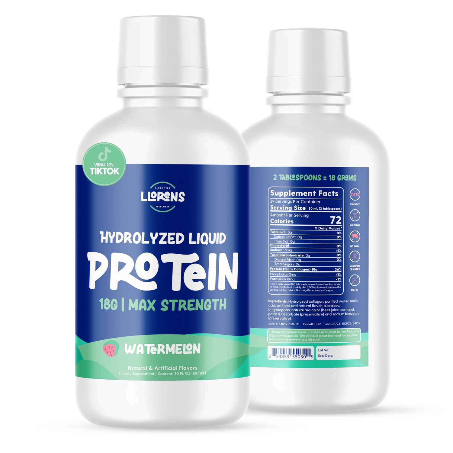 Proteinex Medical Grade Liquid Hydrolyzed Protein Max Strength - Supports Wound Healing and Doctor Recommended- No Carbs, Zero Sugars &amp; Ready to Drink Liquid Protein Drink (Watermelon, 30 Fl oz)