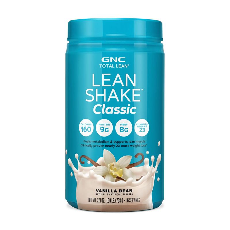 GNC Total Lean Shake 25 Protein Powder | Protein Meal Replacement with Fiber | Fuels Metabolism and Supports Lean Muscle | Vanilla Bean | 16 Servings