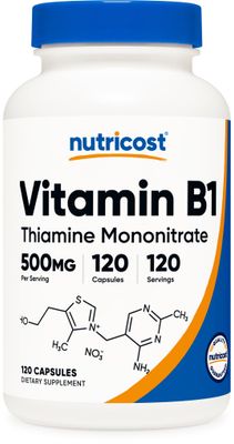 Nutricost Vitamin B1 (Thiamine) 500mg, 120 Capsules
