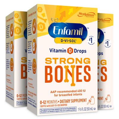 Enfamil Baby Vitamin D-Vi-Sol Vitamin D Liquid Supplement Drops for Infants, Supporting Strong Teeth &amp; bones in Newborn Babies, Easy-to-Use, Gluten-Free, 50 mL Dropper Bottle, Pack of 3