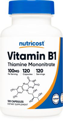 Nutricost Vitamin B1 (Thiamine) 100mg, 120 Capsules - Gluten Free and Non-GMO