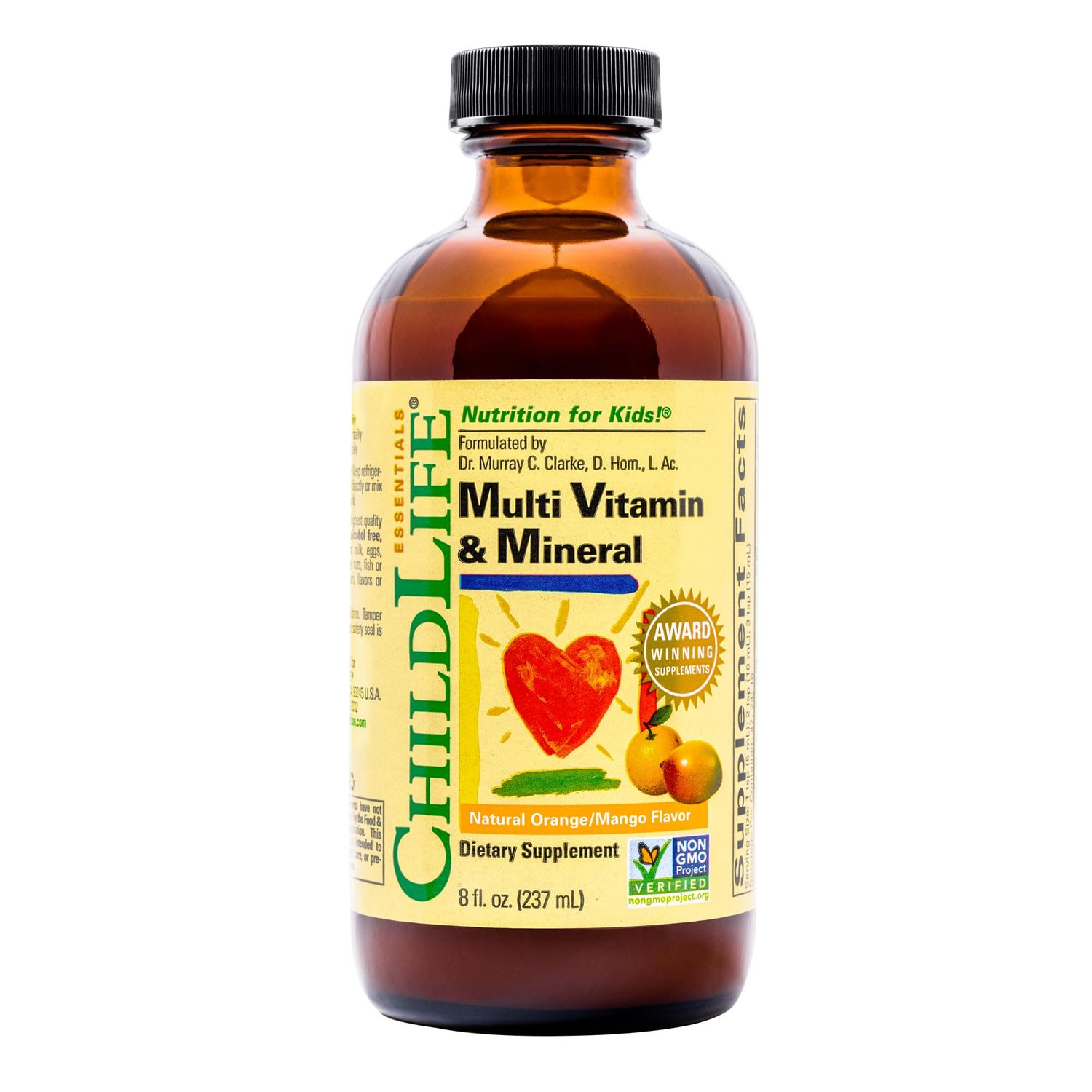 CHILDLIFE ESSENTIALS Kids Multivitamin &amp; Mineral - Kids Vitamins, Liquid Multivitamin for Kids, Toddler Multivitamins, Liquid Vitamins, Baby Multivitamin - Natural Orange &amp; Mango, 8 Fl Oz (Pack of 1)