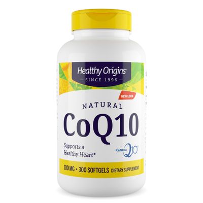 Healthy Origins Natural CoQ10 (Kaneka Q10), 100 mg - Heart Health &amp; Energy Supplement - Gluten-Free &amp; Non-GMO Supplements - 300 Softgels